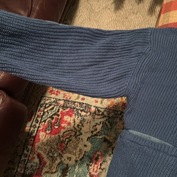 Women’s Blue Sweater with Elbow Patches - Picture 2 of 3